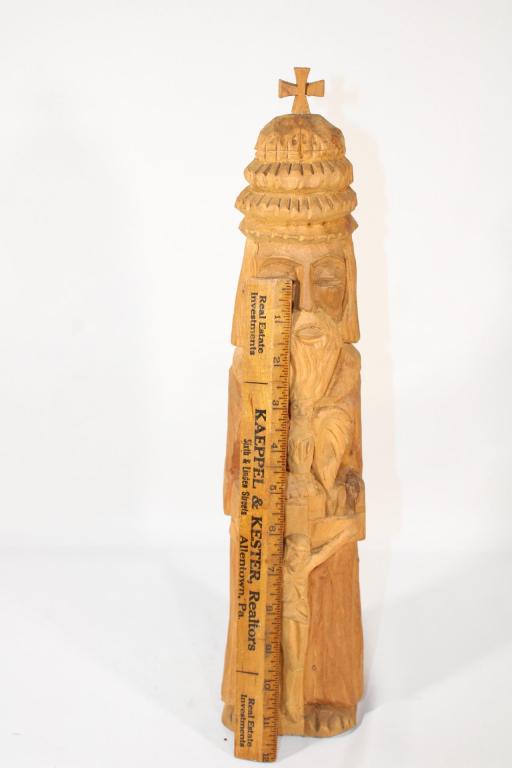 VTG Polish Folk Art Wood Statue - Religious Signed (1 of 7)
