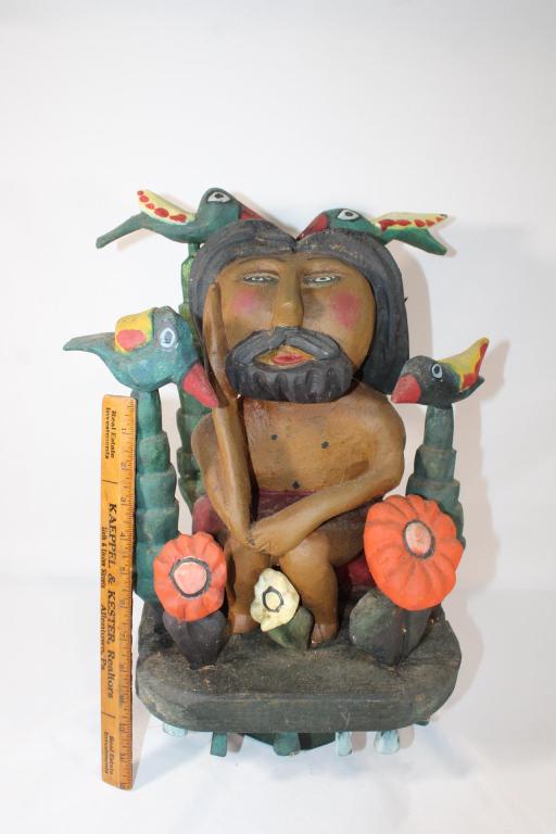 Vtg Large Polish Wood Carving Signed Pensive Jesus (1 of 8)