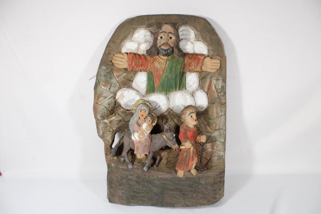 Polish Folk Art Carved Wooden Wall Plaque Jesus (1 of 6)