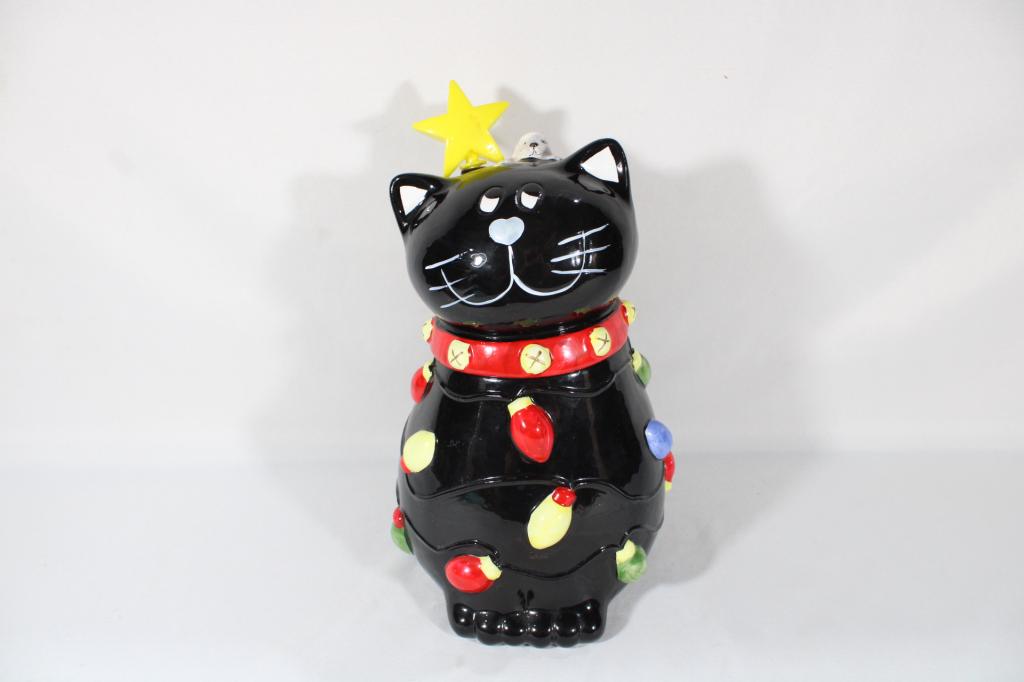 AMC NYNY Black Christmas Cat Cookie Jar (1 of 7)