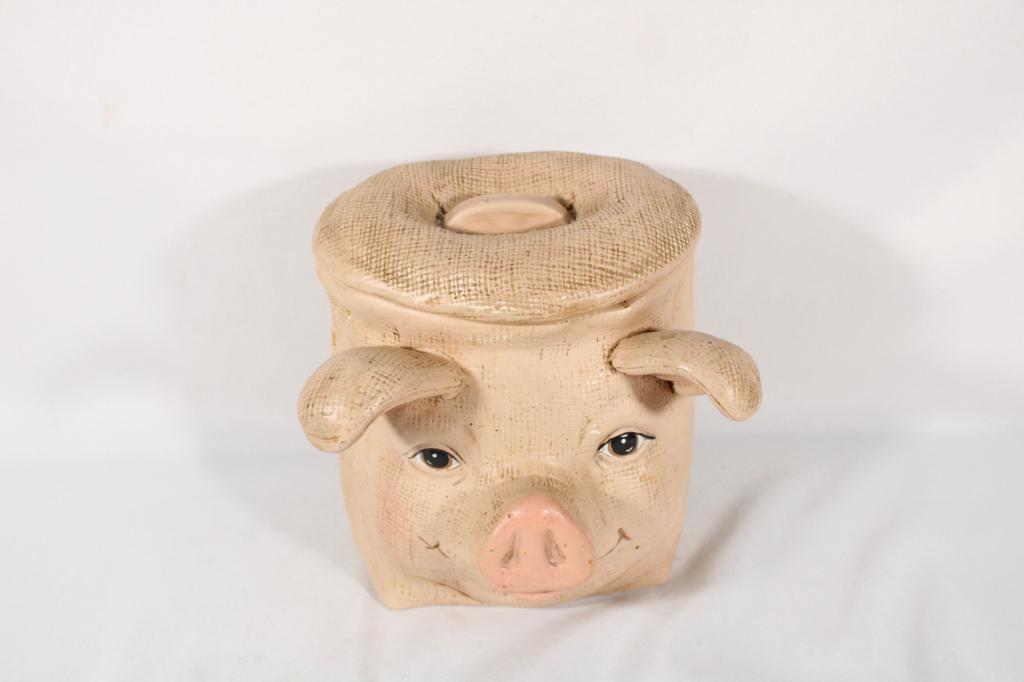 Ceramic Pig burlap Bag Cookie Jar (1 of 7)