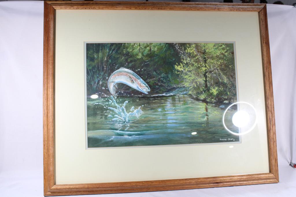Framed Randall Scott Fish Print: Overall good as pictured. Frame measures 33" x 27".