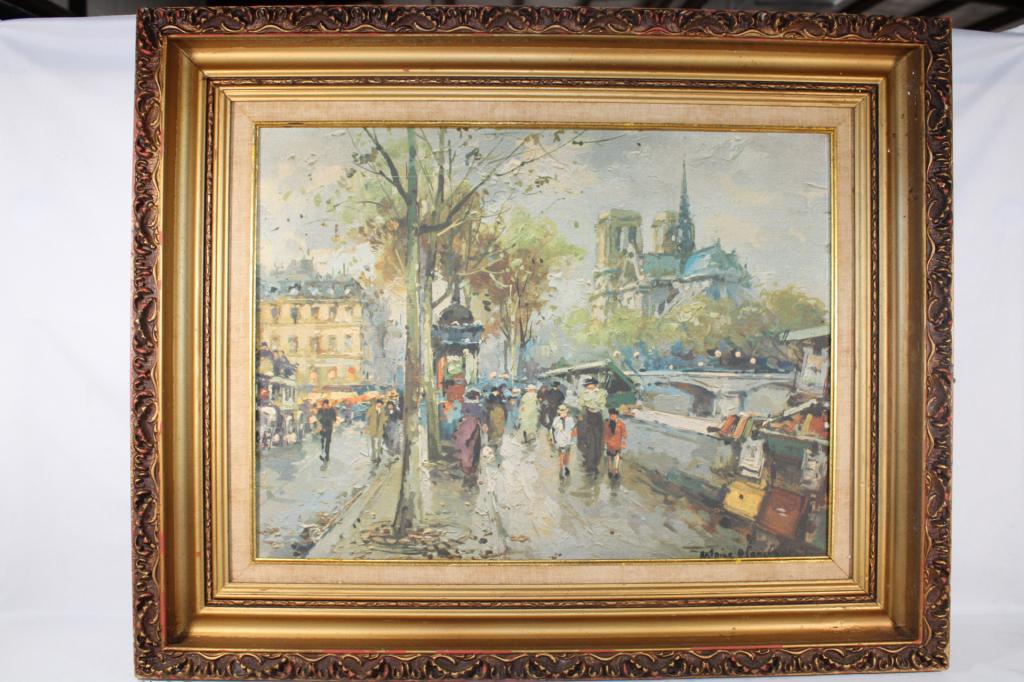 Large European Scene Print on Board (1 of 3)