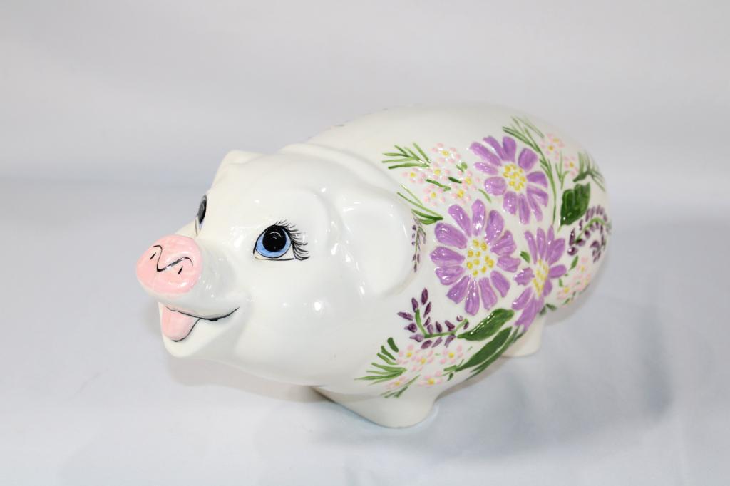 Floral Ceramic Decorative Pig (1 of 6)