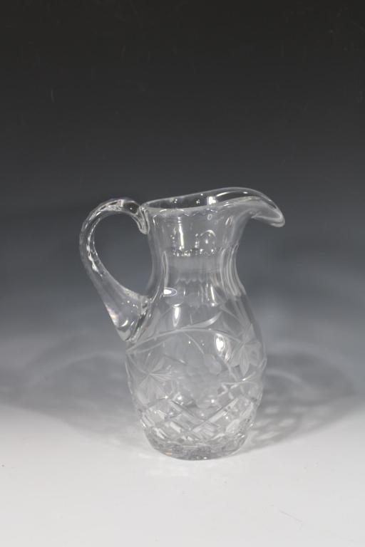 Cut Glass Etched Grapes and Leaves Pitcher: good overall as pictured