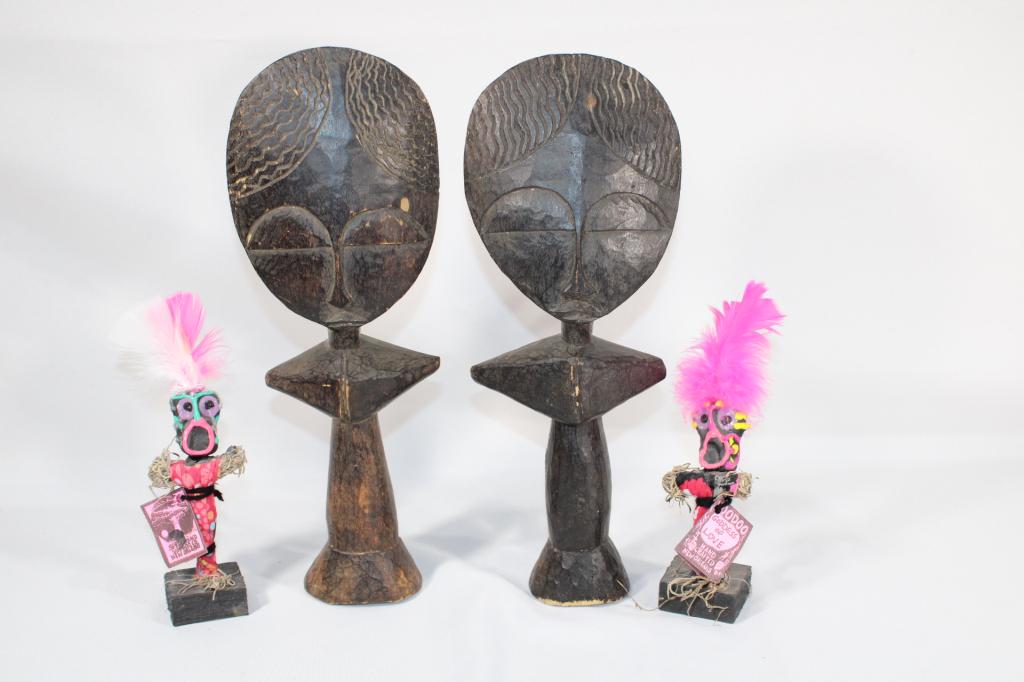Pair of Wood Fertility Statues & Voodoo Dolls (1 of 4)