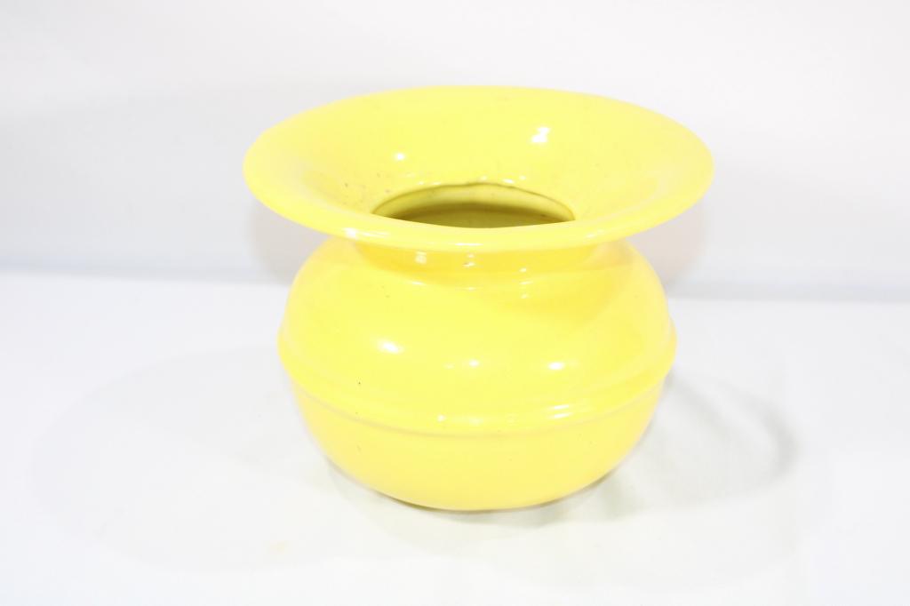 Vintage Yellow Ceramic Spittoon (1 of 3)