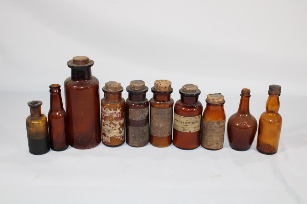 Misc lot of Brown Medicinal Bottles: good overall as pictured