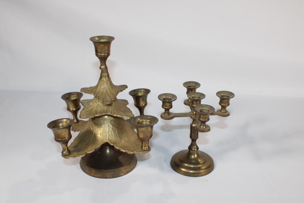 Pair of Brass Candle Holders - Christmas Tree etc. (1 of 3)