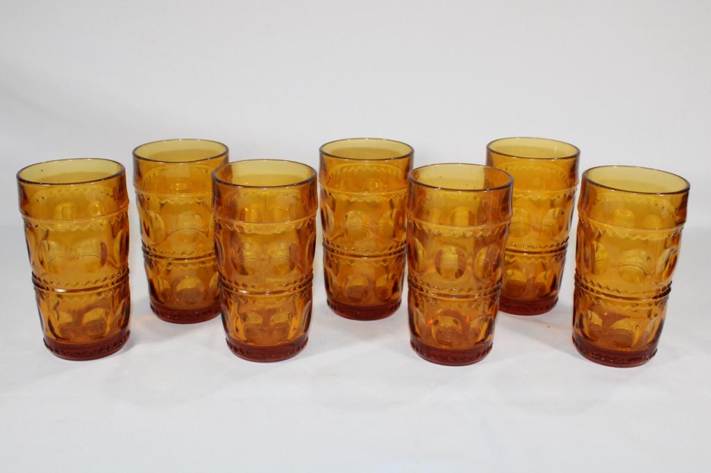 Amber Indiana Glass King's Crown Thumbprint Glass (1 of 3)