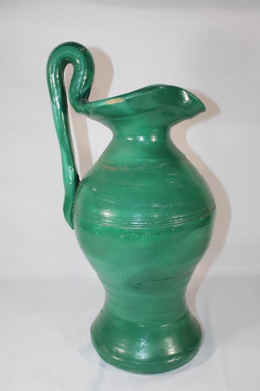 Large Vintage Green Pottery Pitcher (1 of 6)