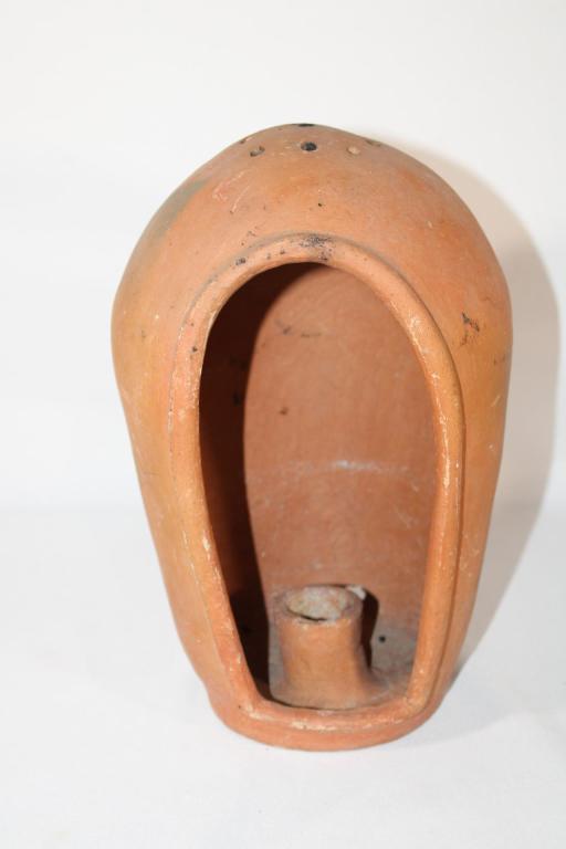 Vintage Terracotta Candle Holder with Handle: good overall as picturedx