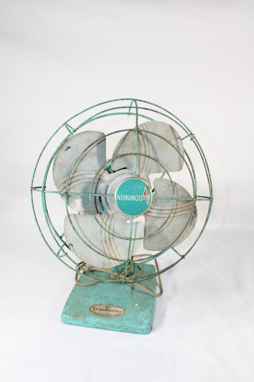 Vintage Dominion Table Top Fan: Good overall as pictured. Turns on but needs work.