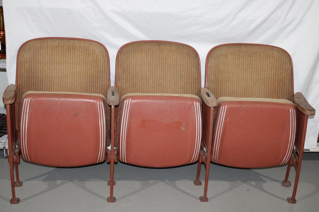 Vintage Set of 3 Theater Chairs: measures about 64 inches long - good as pictured