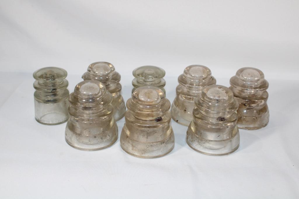 Lot of 8 Glass Insulators (1 of 2)