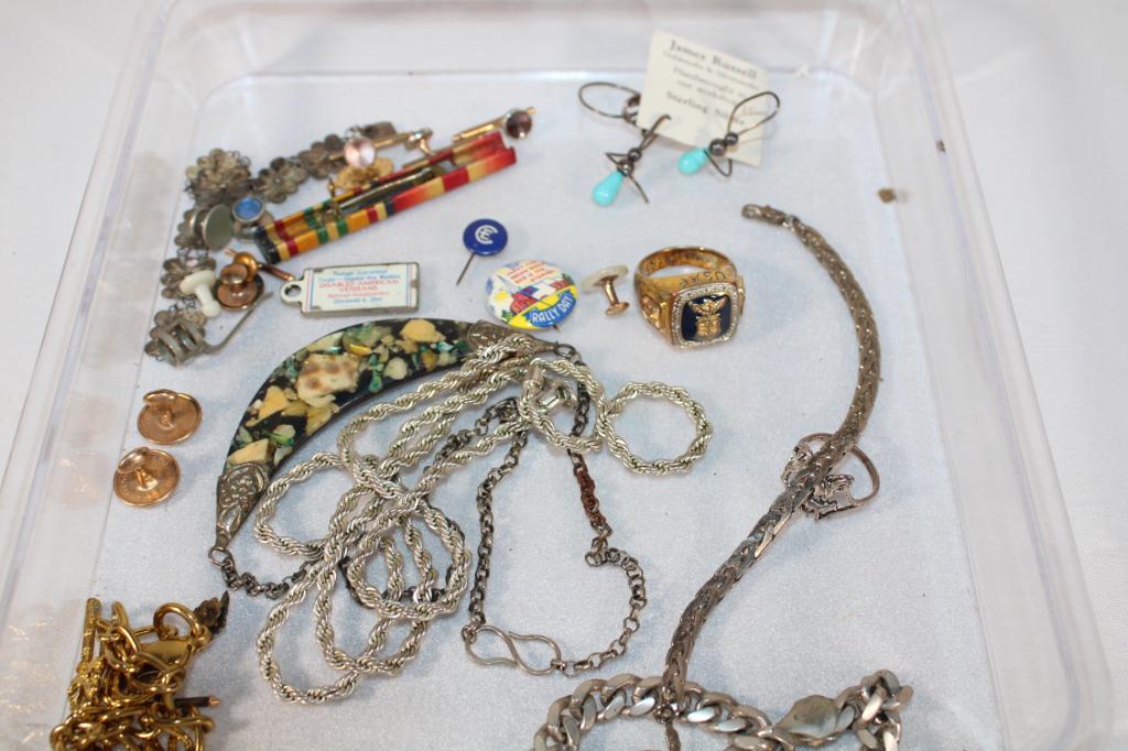 Misc Lot of Jewelry - Sterling - Navy Ring, etc. (1 of 5)