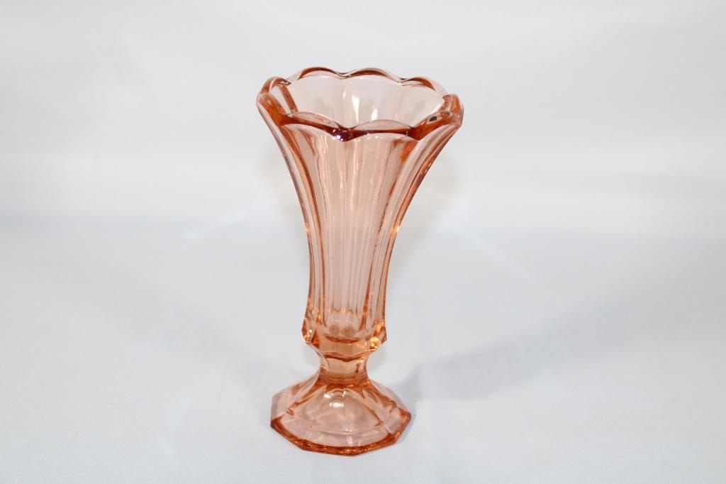 Pink Depression Glass Eight Sided Vase (1 of 2)