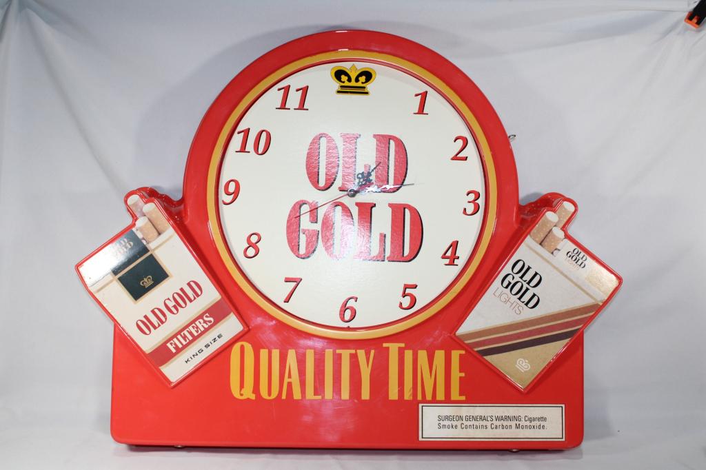 Old Gold Cigarette Clock 2 Sided Window Retail (1 of 5)