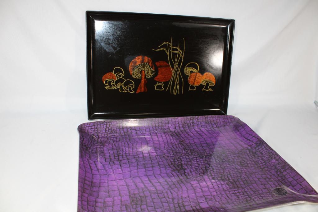 Lot of 2 Trays Couroc and Purple Plastic Tray (1 of 2)