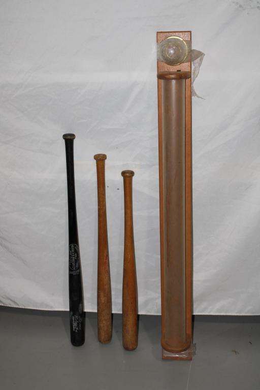 Lot of 3 Baseball Bats and Bat / Ball Display (1 of 2)