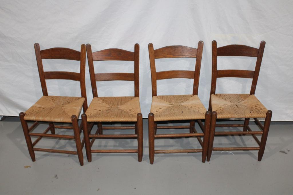 Lot of 4 Antique Oak Childs Chairs (1 of 3)