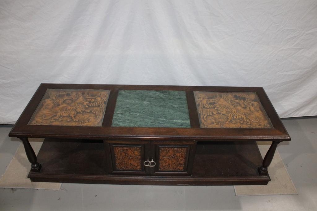 Carved Asian Themed Coffee Table (1 of 5)