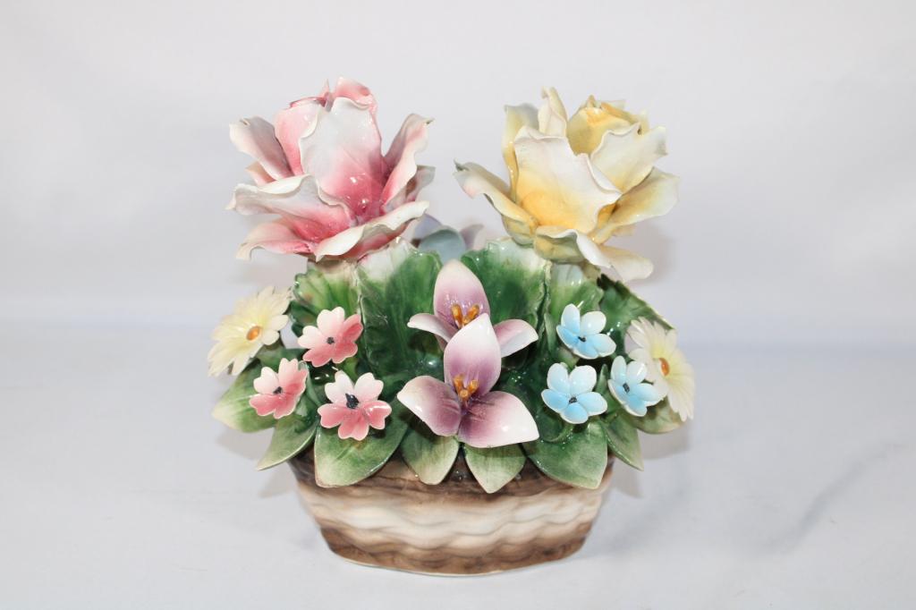 Capodimonte Porcelain Bouquet of Flowers: Measures about 8 1/2 inches tall; *Please view photos closely to see any imperfections.