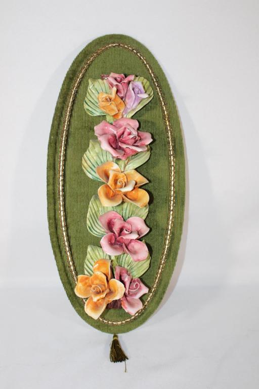 Capodimonte Porcelain Wall Mount Flower: measures about 17 inches long; *Please view photos closely to see any imperfections.