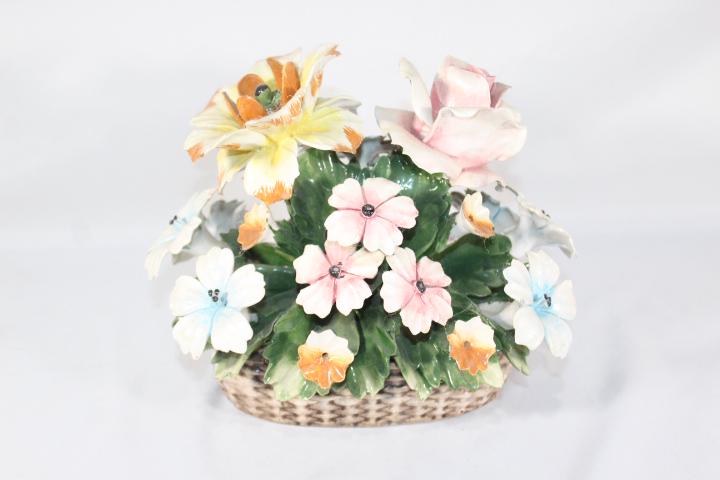Capodimonte Porcelain Bouquet of Flowers: Measures about 9 inches tall; *Please view photos closely to see any imperfections.