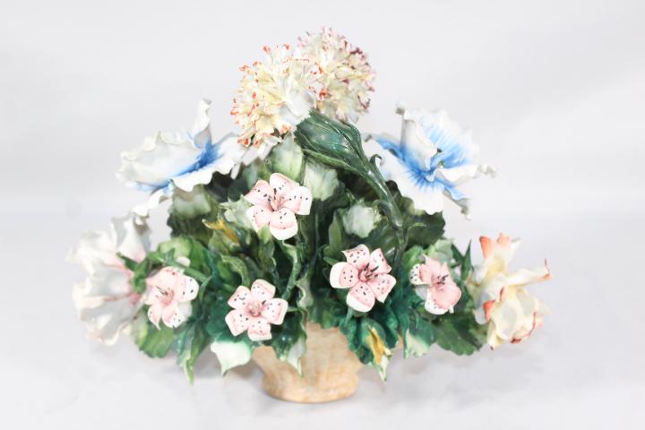 Capodimonte Porcelain Bouquet of Flowers: Measures about 8 1/2 inches tall; *Please view photos closely to see any imperfections.