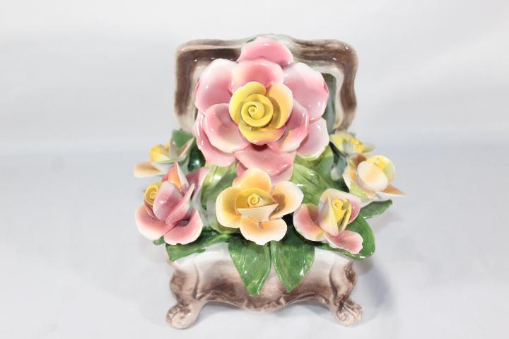 Capodimonte Porcelain Bouquet of Flowers in Box: Measures about 9 inches tall; *Please view photos closely to see any imperfections.