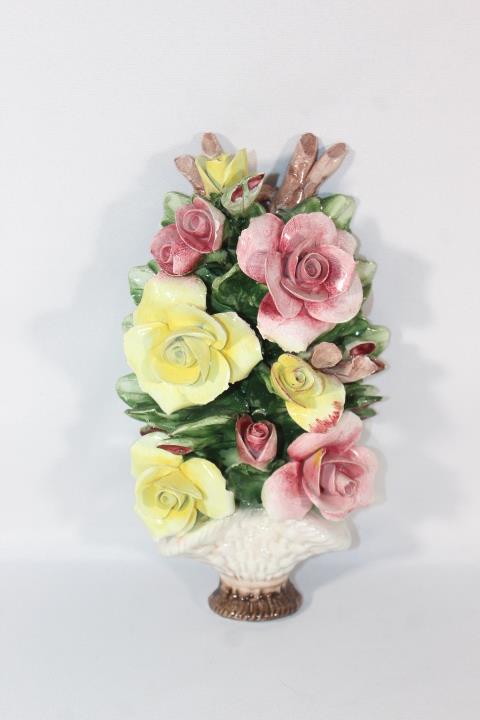 Capodimonte Porcelain Floral Wall Mount: Measures about 10 inches long; *Please view photos closely to see any imperfections.