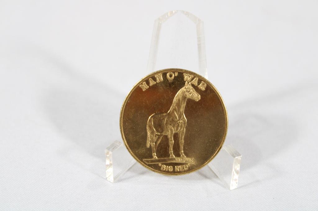 Man O'War, Racehorse Bronze Coin-Charleston Mint (1 of 2)