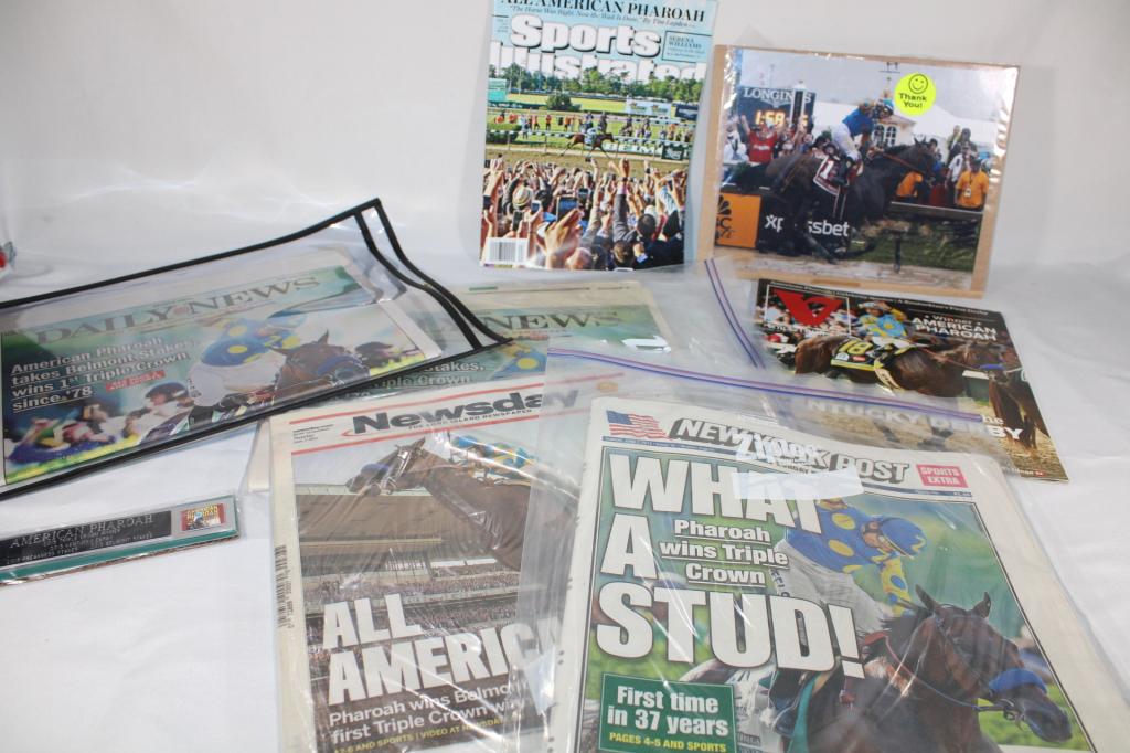 Misc Horse Racing Items- Newspapers, Photos etc: good overall as pictured