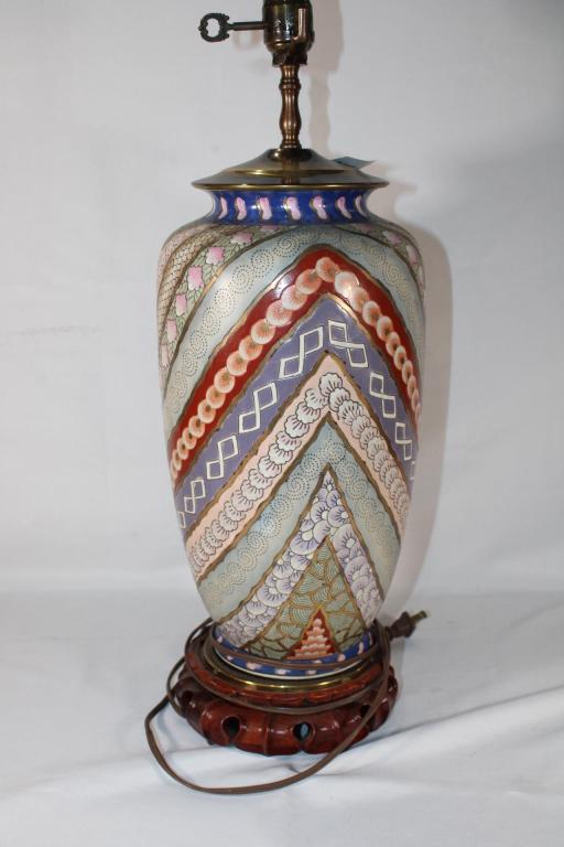 Vintage Ceramic Lamp w/ Wood Base (1 of 2)