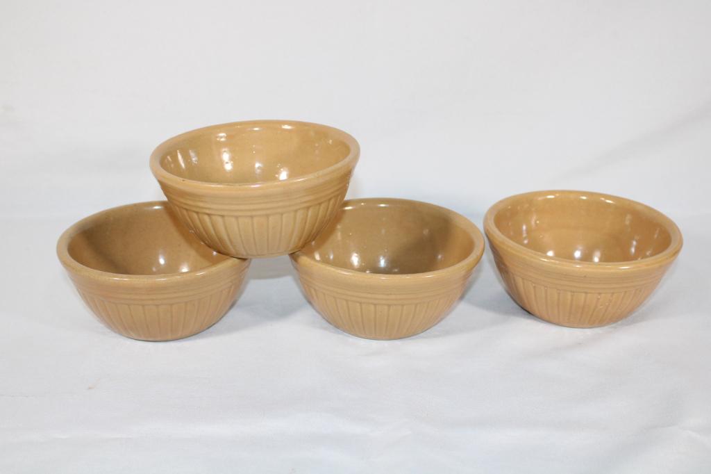 Lot  4 Vintage Brown Stoneware Small Mixing Bowls (1 of 3)