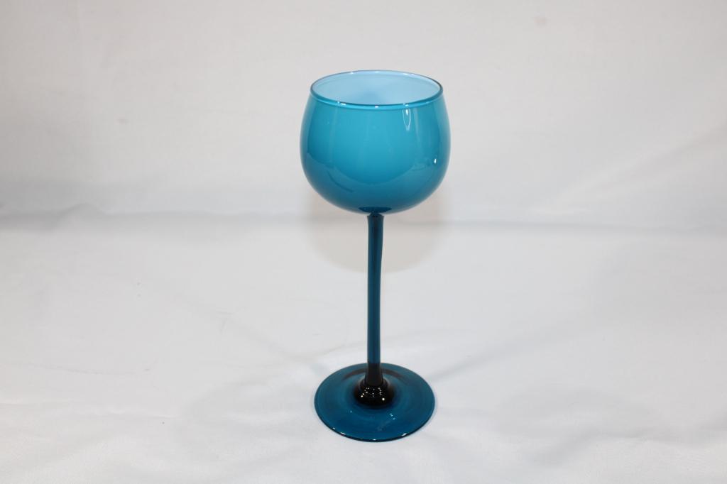 Carlo Moretti? 1960s Blue Wine Glass: measures about 9 inches tall; good overall as pictured