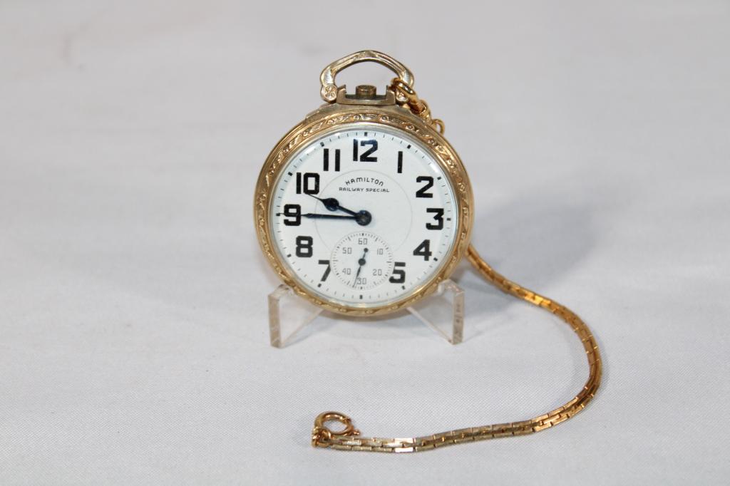 Hamilton 10k Gold Filled Railway Special Watch: Pocket watch is missing the crown.