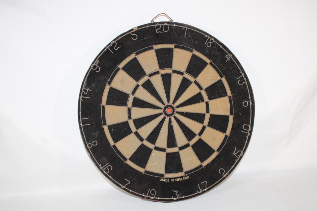Vintage Made in England Cork Dart Board: good overall as pictured