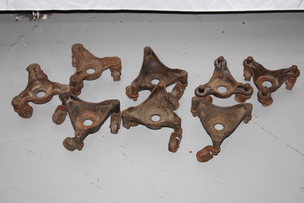 Lot of 8 Cast Iron Piano Dollies: good overall as pictured