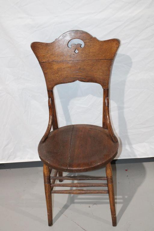 Antique Oak Armless Side Chair (1 of 3)