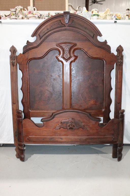 Antique Victorian Burl Wood Full Bed-Complete (1 of 3)
