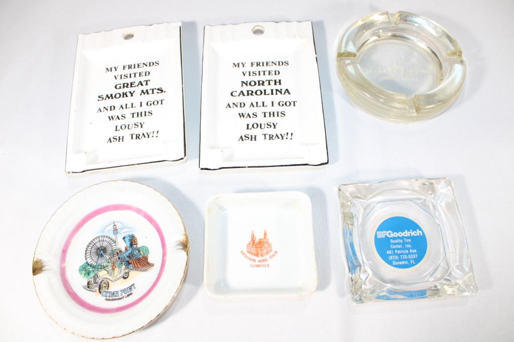Lot of 6 Vintage Ashtrays: good overall as pictured