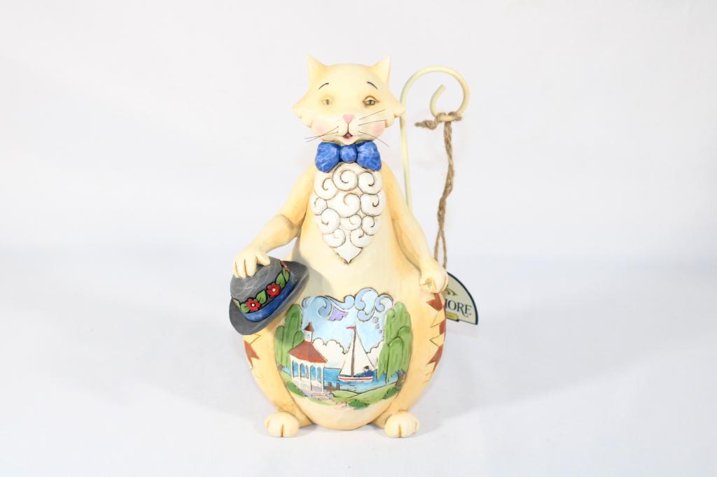 Jim Shore - Hats Off to Summer Cat Figurine: measures about 8 3/4 inches tall