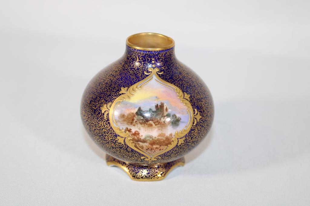 Royal Doulton Cobalt Blue Signed Castle Vase (1 of 5)