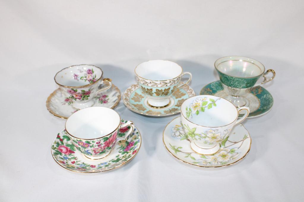 Lot of 5 Vintage Teacups & Saucers - England (1 of 3)