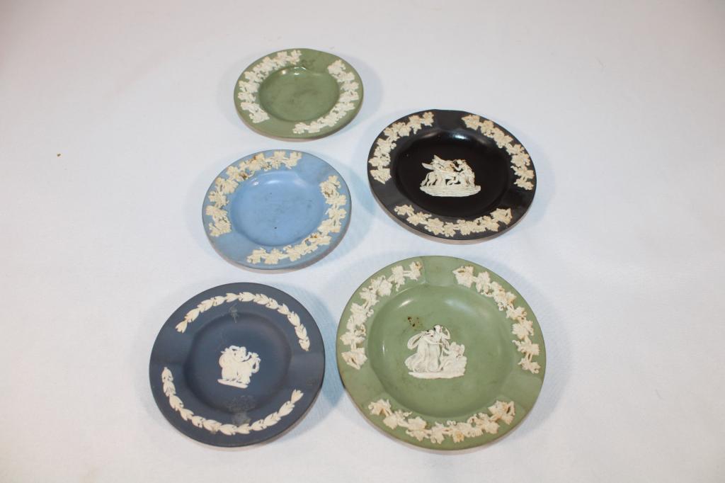 Lot of Wedgwood Ashtrays, Black, Green Blue: needs cleaning_x0013_