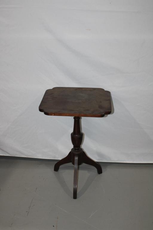 Vintage Wood Tip-Top Side Table: measures about 26 inches tall and 17 inches wide
