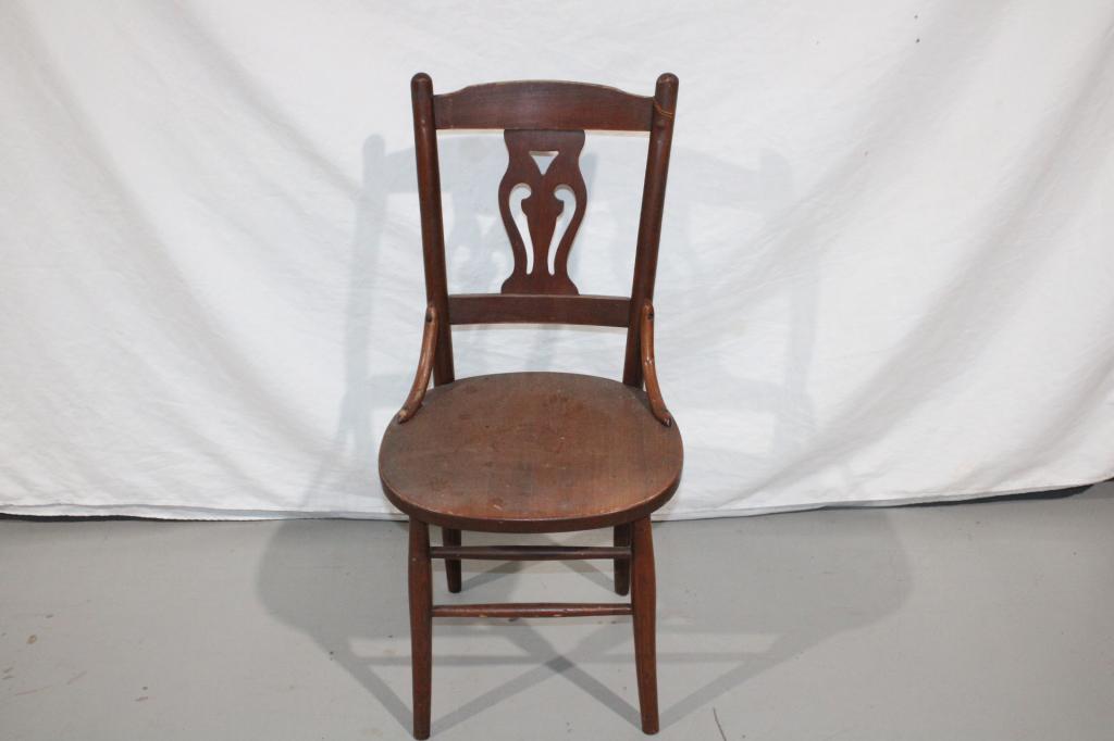 Vintage Wood Scroll Back Side Chair (1 of 2)