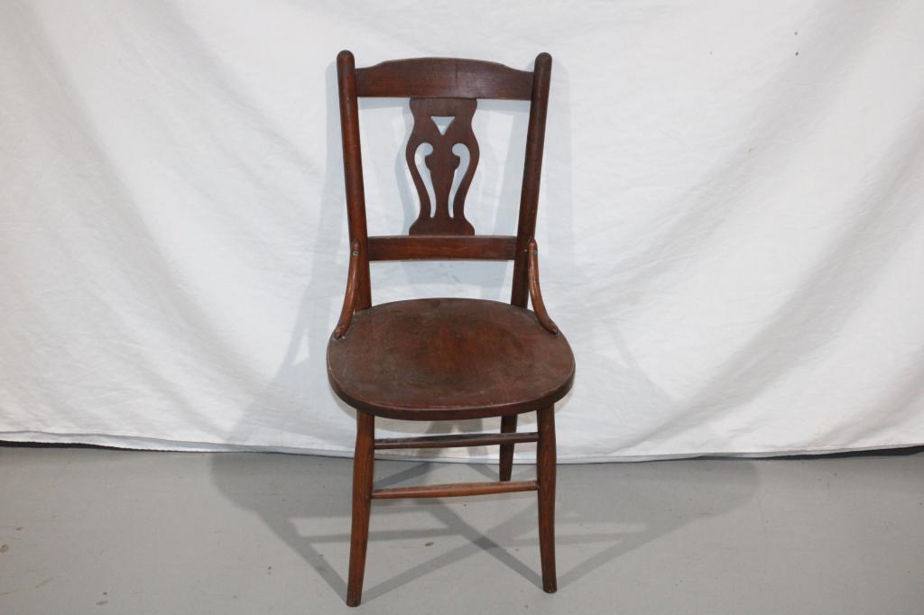 Vintage Wood Scroll Back Side Chair (1 of 2)